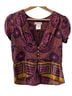 LaROK 100% Silk Floral Purple Yellow Blouse Size XS - photo 1