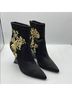Natori 100% Polyester Print Black Gold Heels Size 6 1/2 - photo 5