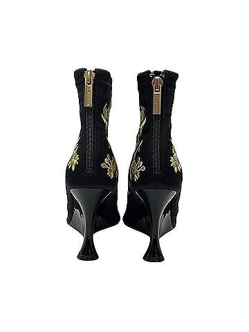 Natori Neko Satin Black/Gold Oranate Design Heels (view 2)