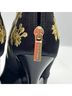 Natori 100% Polyester Print Black Gold Heels Size 6 1/2 - photo 10