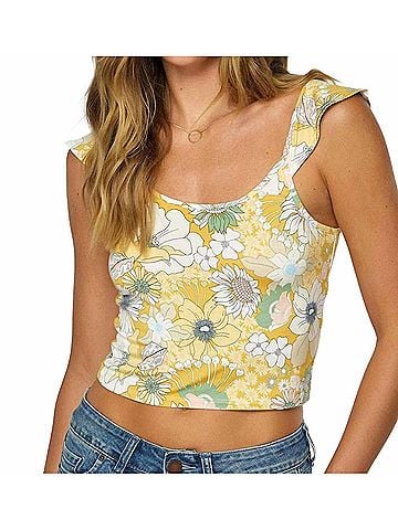 O'Neill Andy Floral Crop Top in Yellow (view 2)