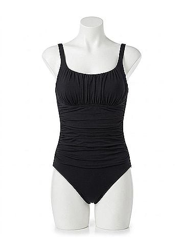 Profile by Gottex Shirred One Piece Swimsuit in Tutti Frutti Black (view 1)