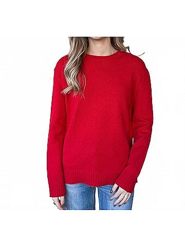 Wishlist Ribbed Band Detail Sweater in Red (view 2)