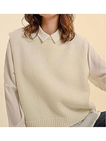 Molly Bracken Sleeveless Sweater in Off White (view 2)