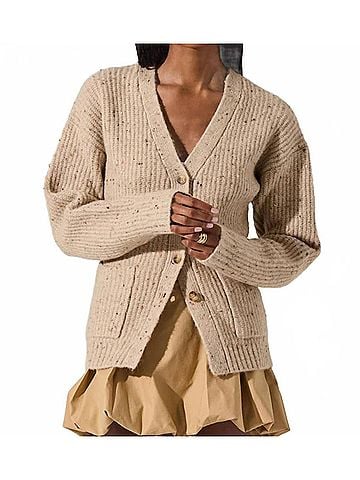 Astr Women's Saffi Sweater in Oatmeal Multi (view 2)