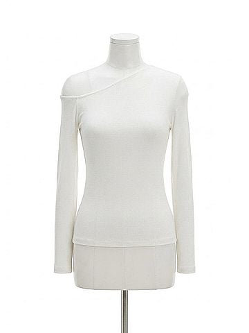 Enza Costa Exposed Shoulder Top in Off-White (view 1)