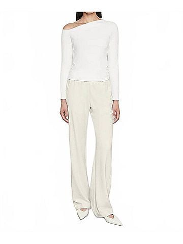 Enza Costa Exposed Shoulder Top in Off-White (view 2)