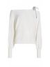 Milly Solid White Crystal Tie Sweater in Ecru Size L - photo 4