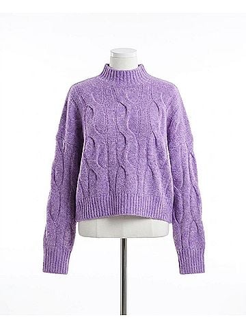 Molly Bracken Cropped Knit Sweater in Mauve (view 1)
