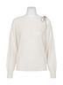 Milly Solid White Crystal Tie Sweater in Ecru Size L - photo 1