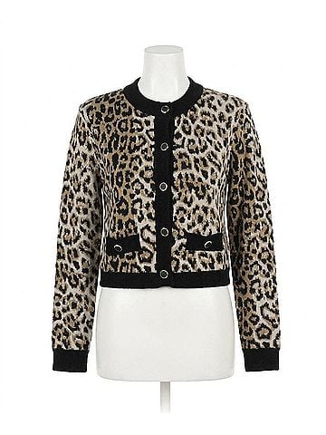 Flying Tomato Kristen Animal Print Knit Cardigan in Leopard (view 1)