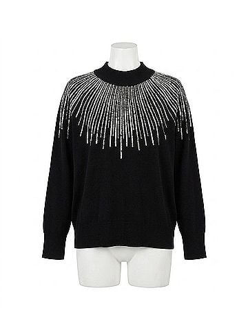 Molly Bracken Sequin Knit Sweater in Black (view 1)