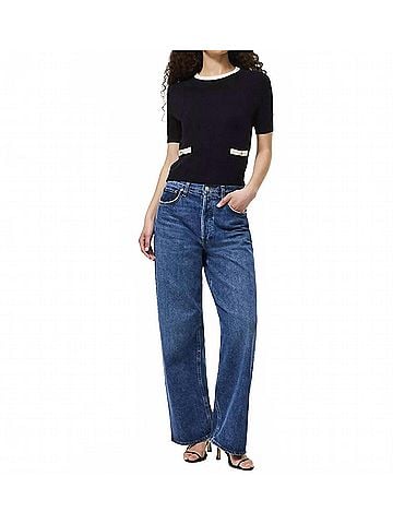 French Connection Babysoft Short Sleeve Top in Blue (view 2)