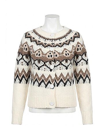 Tribal Fair Isle Cardigan in Moonstone (view 1)