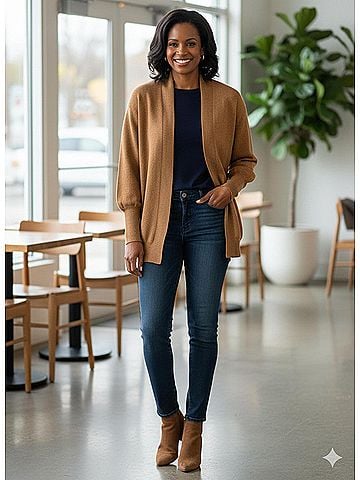 Molly Bracken The Effortless Fine Knit Cardigan in Beige (view 2)