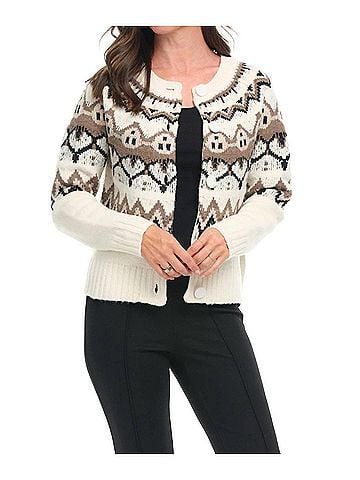Tribal Fair Isle Cardigan in Moonstone (view 2)