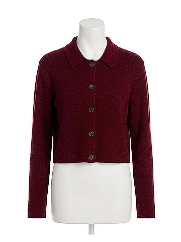 French Connection Ellie Collared Cardigan in Cabernet (view 1)