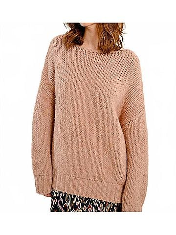 Molly Bracken Oversized Knitted Sweater in Soft Pink (view 2)