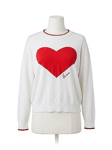 Splendid Leah Love Sweater in White/Rouge (view 1)