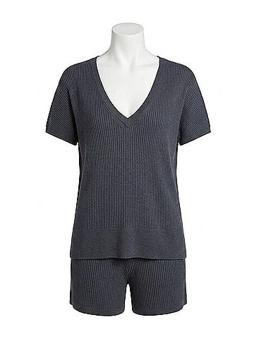 Splendid Georgie Short Sleeve V Sweater in Ice Navy (view 1)