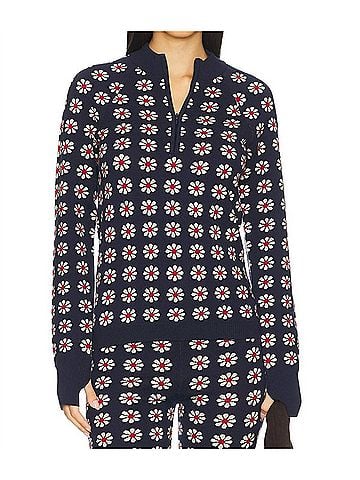 The Great. Merino Quarter Zip Sweater in Frosted Daisy (view 2)