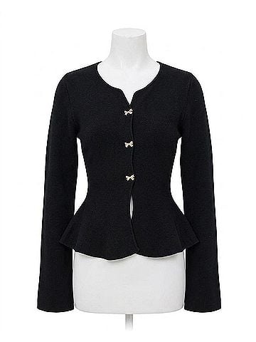 En Saison Idah Bow Buttons Cardigan in Black (view 1)