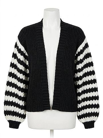 Mary Square Pippa Cardigan Sweater in Black (view 1)