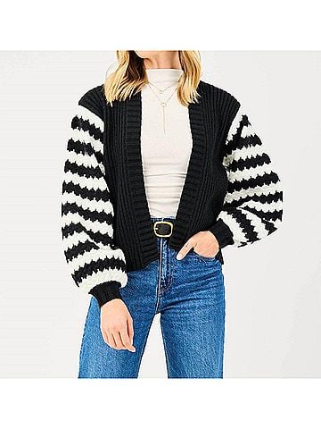 Mary Square Pippa Cardigan Sweater in Black (view 2)