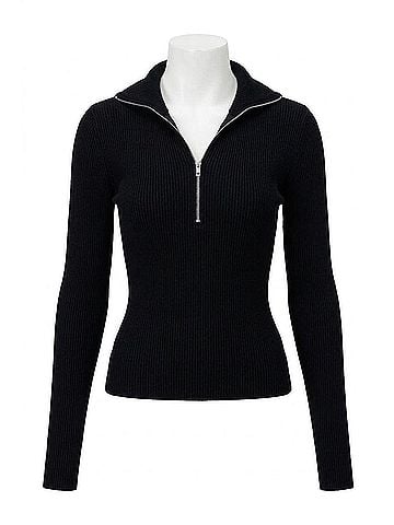 IRO Ambra Half Zip Ribbed Sweater in Black (view 1)