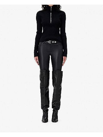 IRO Ambra Half Zip Ribbed Sweater in Black (view 2)