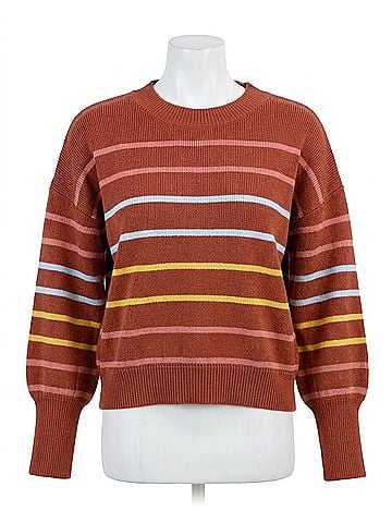 Grace & Lace Crew Neck Striped Sweater in Terracotta Stripe (view 1)