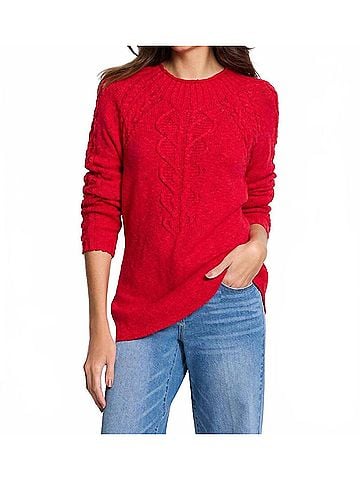 Nic + Zoe Femme Cable Sweater in Amaryllis (view 2)