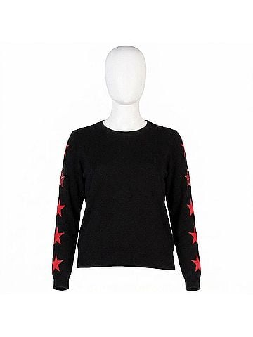 Elan Star Sleeve Sweater in Black/Red (view 1)