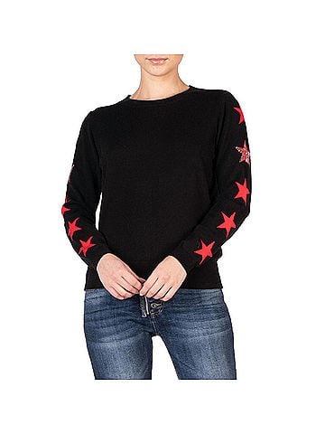 Elan Star Sleeve Sweater in Black/Red (view 2)