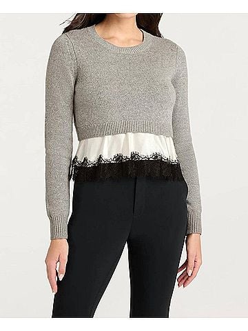 Cinq à Sept Zyla Pullover Sweater in Heather Grey Ivory Black (view 2)