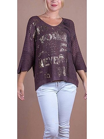 GiGi Moda Lustro Knit Sweater in Chocolate (view 2)
