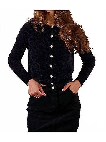 Molly Bracken Ladies Knitted Cardigan in Black (view 2)