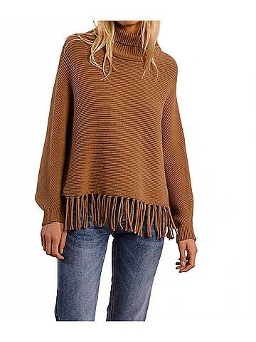 Molly Bracken Mock Neck Knitted Sweater in Camel (view 2)