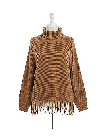Molly Bracken Mock Neck Knitted Sweater in Camel (view 1)