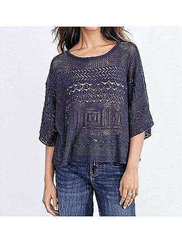 Molly Bracken Ella Crochet Sweater in Navy (view 2)