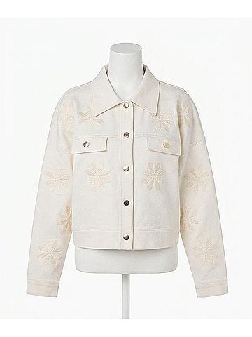ESQUALO Cana Boxy Embroidery Cardigan in Light Sand (view 1)