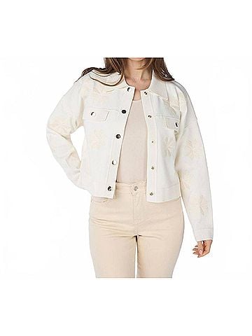 ESQUALO Cana Boxy Embroidery Cardigan in Light Sand (view 2)