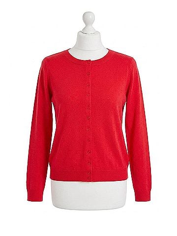 Tribal Heart Pointelle Knit Cardigan Sweater in Rouge (view 1)