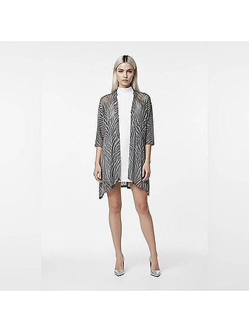 R&M Richards Open Front Sheer Cardigan in Black (view 2)