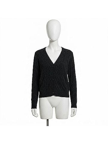 Minnie Rose Women's Cable Knit Cardigan in Black (view 1)