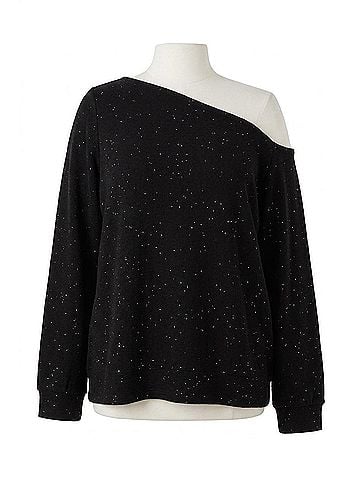 Gilli Sequin Knit Top - Plus in Black (view 1)