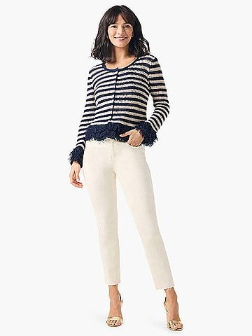 Nic + Zoe Theodora Twilight Fringe Stripe Cardigan in Indio Muliti (view 2)