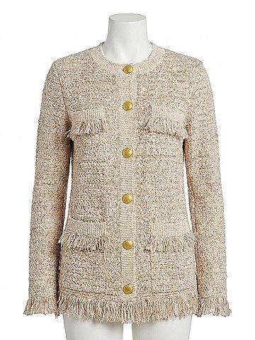 L'Agence Kastoria Fringe Cardigan in Natural Multi Boucle (view 1)