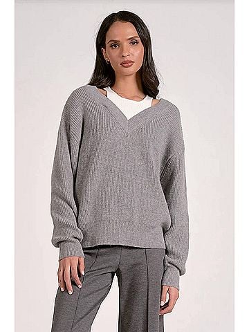 Elan Cool Casual Sweater in Grey (view 2)
