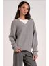 Elan Solid Gray Cool Casual Sweater in Grey Size L - photo 3